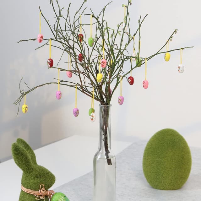 Detalle 2 de COM-FOUR® 24x œufs de Pâques à suspendre 🐣