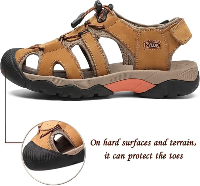 Detalle de ZYLDK Sports closed-toe leather outdoor sandals for men