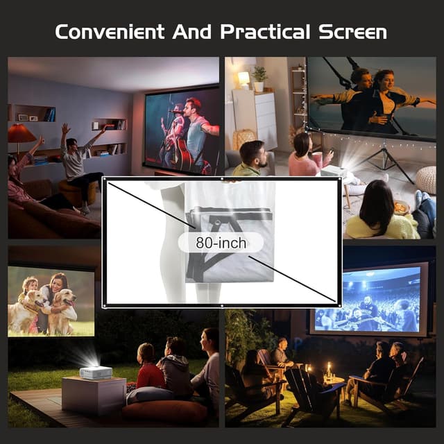 Detalle 2 de PANSEBA 1080P Mini Projector with Screen