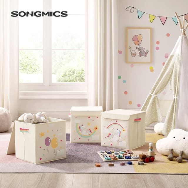Detalle 2 de SONGMICS 3 Cajas Unicornio Beige RFB710W03