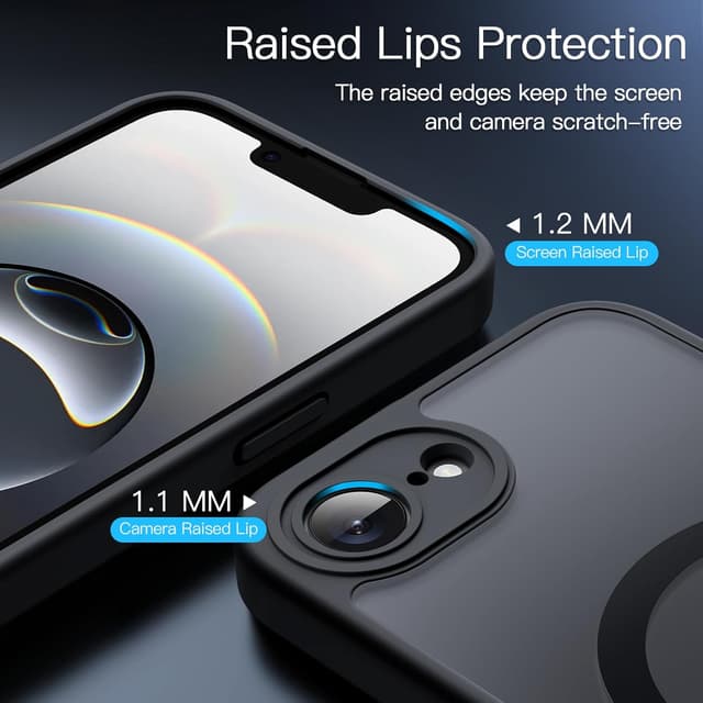 Detalle 2 de JETech Cover Magnetica per iPhone 17e (2026) / iPhone 16e con MagSafe traslucido opaco sottile antiurto (nero)