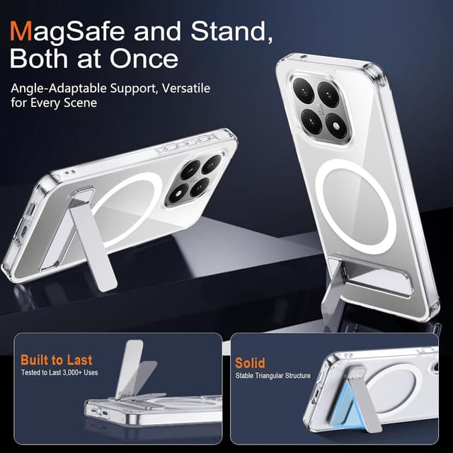 Detalle 2 de XTCASE Coque magnétique pour Xiaomi 15T 5G compatible MagSafe, transparente avec bumper TPU antichoc