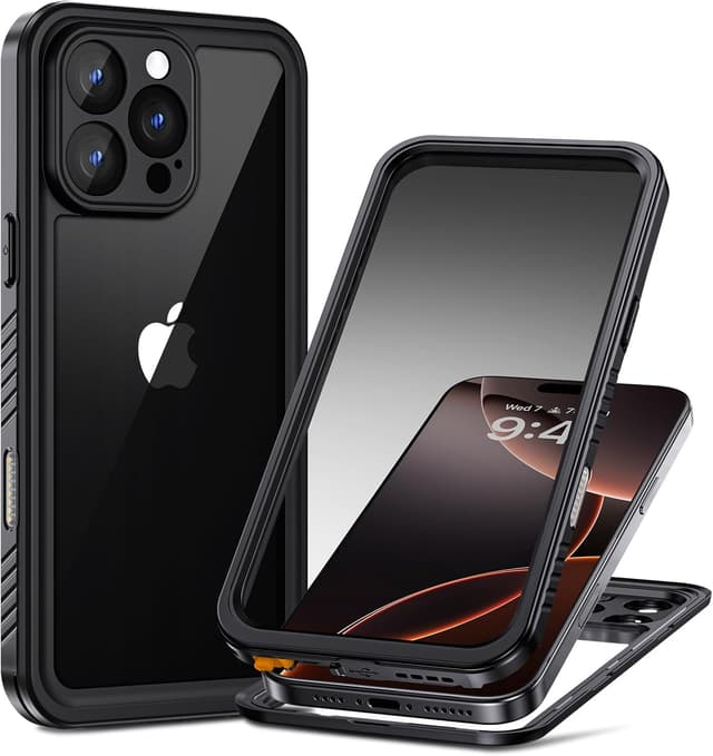 Detalle de Lanhiem Cover impermeabile IP68 per iPhone 16 Pro Max (360° antiurto, subacquea) nera