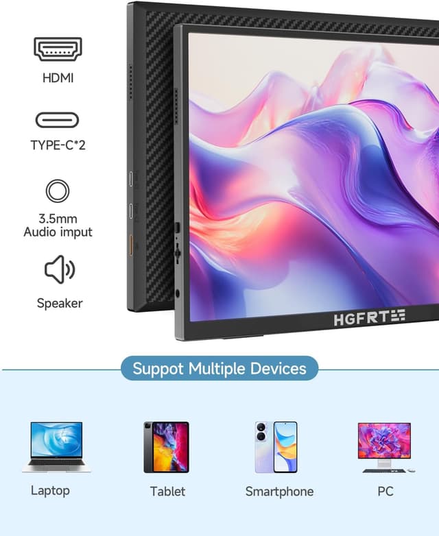 Detalle 2 de HGFRTEE Portable Monitor 12,3 Zoll FHD IPS