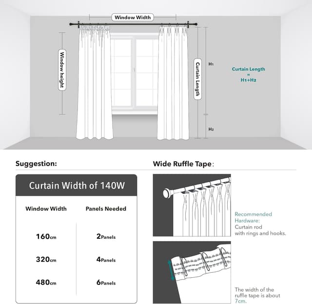 Thumbnail 6 de Deconovo tende oscuranti 140x180, 2 pezzi
