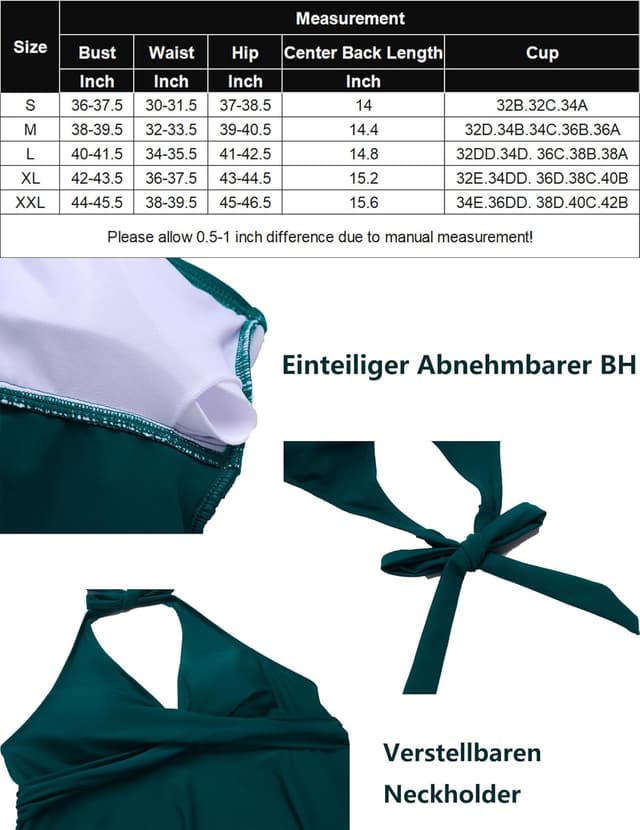 Detalle de AI’MAGE Damen Tankini-Set 2025 mit Neckholder und V-Ausschnitt (Zweiteiler inkl. Shorts)