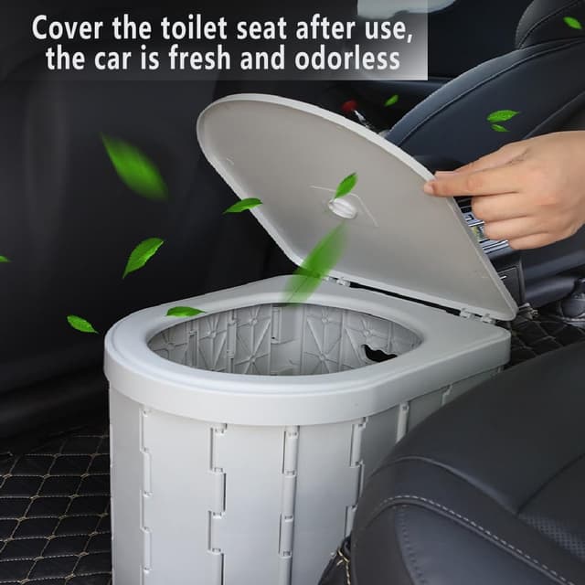 Detalle 2 de HoneTeek Camping Toilet with Lid for Adults – Foldable Portable Travel Potty with U-Shape Design