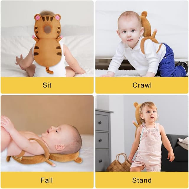 Detalle de Vicloon Protezione per la testa del bambino in tigre marrone: cuscino di sicurezza regolabile