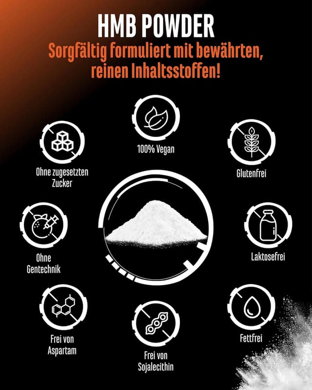 Detalle 2 de HMB Pulver 500 g (Calcium-HMB) – 100 Portionen, vegan, ohne Zusätze