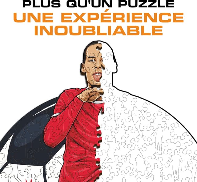 Detalle 2 de Iconic Puzzles Liverpool – Virgil Van Dijk, puzzle en bois sous licence officielle (taille M, 270 pièces)