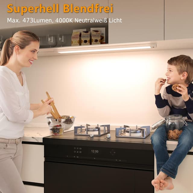 Detalle 2 de SIBI Unterbauleuchte LED dimmbar 2er-Set (41 cm) Neutralweiß mit berührungsloser Sensorsteuerung – 4000K, 473 lm