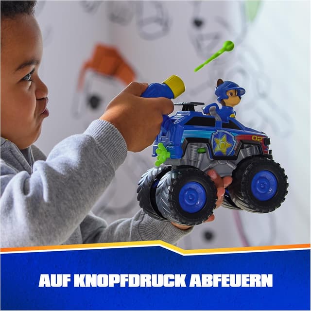 Detalle de Paw Patrol Rescue Wheels „Chases Monstertruck“-Fahrzeug mit Chase-Figur (Rescue-Wheels-Set, ab 3 Jahren)