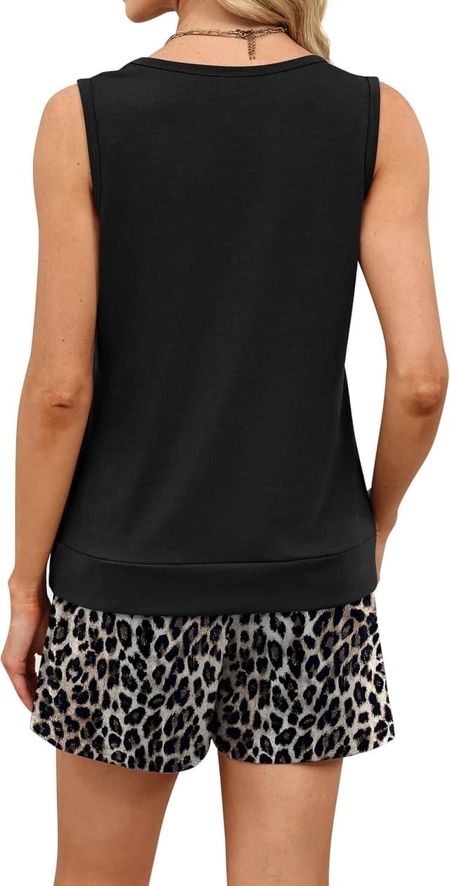 Detalle de WIHOLL Women’s Two-Piece Summer Lounge Set (Tank Square Neck) with Pocket