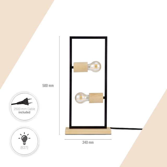 Detalle de Paco Home Lampe de table/lampadaire vintage bois E27 (couleur nature)