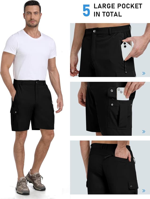 Detalle 2 de MoFiz Short de randonnée homme à séchage rapide et 5 poches