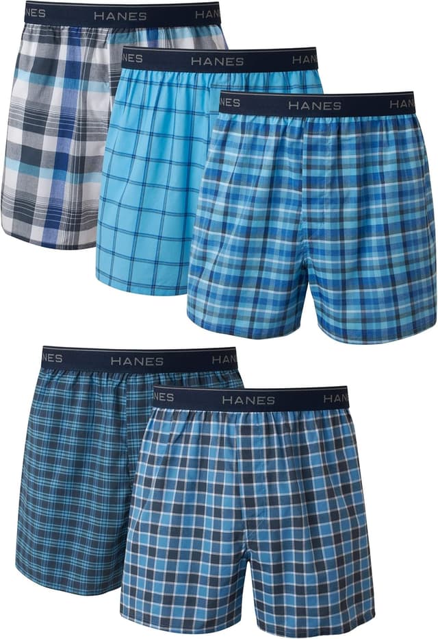 Detalle de Men’s Tartan Hanes Boxer Briefs (6-Pack) with Cool Comfort