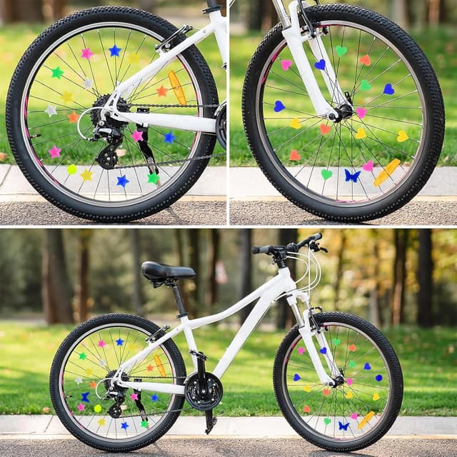 Detalle de Bunten Fahrradspeichen Dekorationen (120 Stück) – Reflektierende Speichenperlen für Kinderfahrräder
