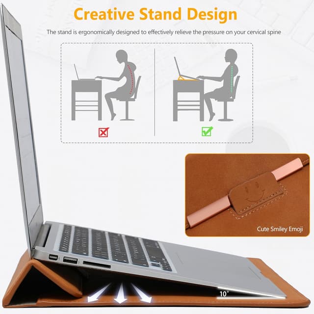 Detalle de HYZUO 15–16 Zoll Laptophülle mit Standfunktion und Magnetverschluss (Smiley-Design)