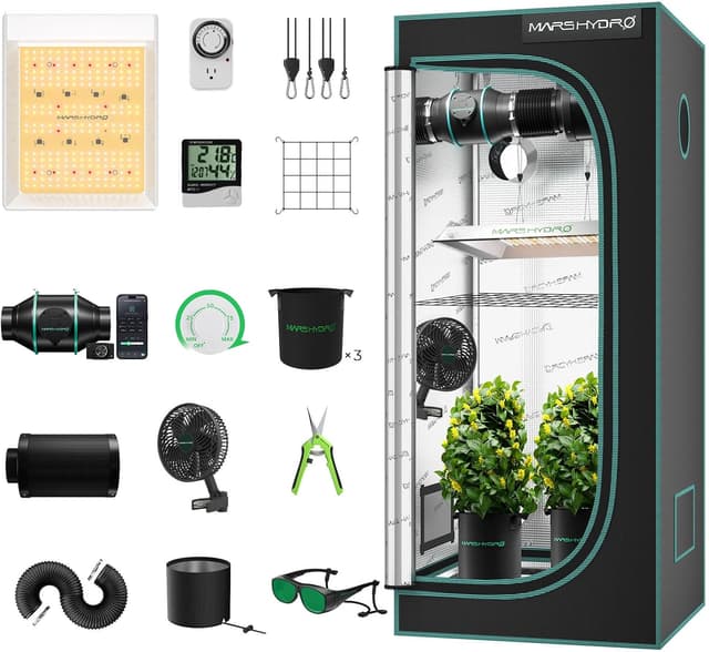 Detalle de Mars Hydro TS600 Growzelt Komplettset 60×60×140cm