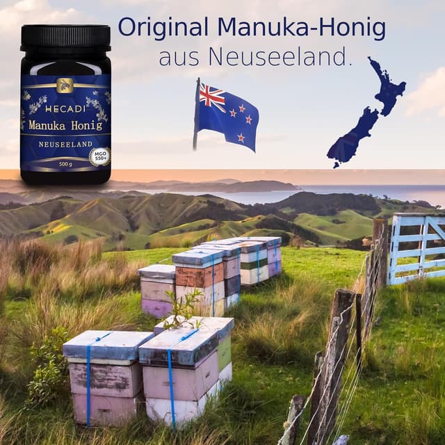 Detalle de Hecadi® Manuka Honig 550+ MGO, Original aus Neuseeland (monofloral), 500 g