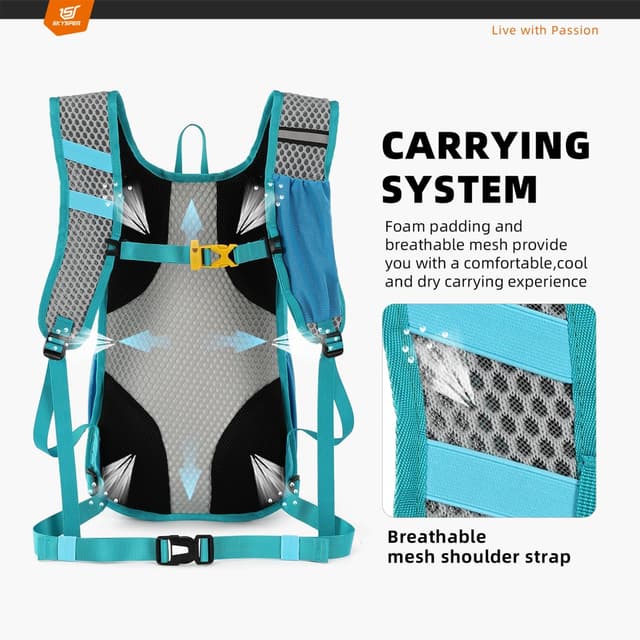 Detalle 2 de SKYSPER Wanderrucksack 15L für Herren – leichter Tagesrucksack für Wandern, Ausflüge und Reisen (Hellblau)