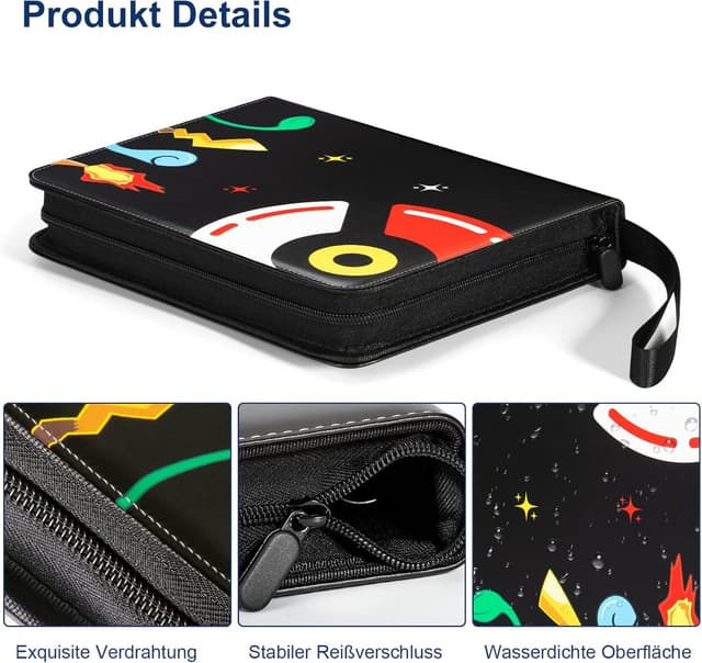 Detalle de Sammelalbum für Pokémon Karten – 50 Seiten, 900 Taschen, wasserdichtes PU Kartenhalter-Heft mit Reißverschluss