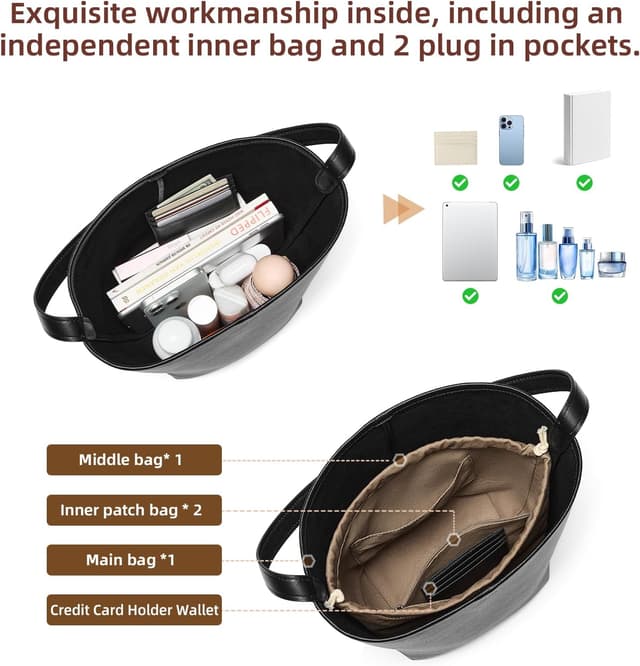 Thumbnail 6 de Picksoo Genuine Leather Bucket Bag 6.9"