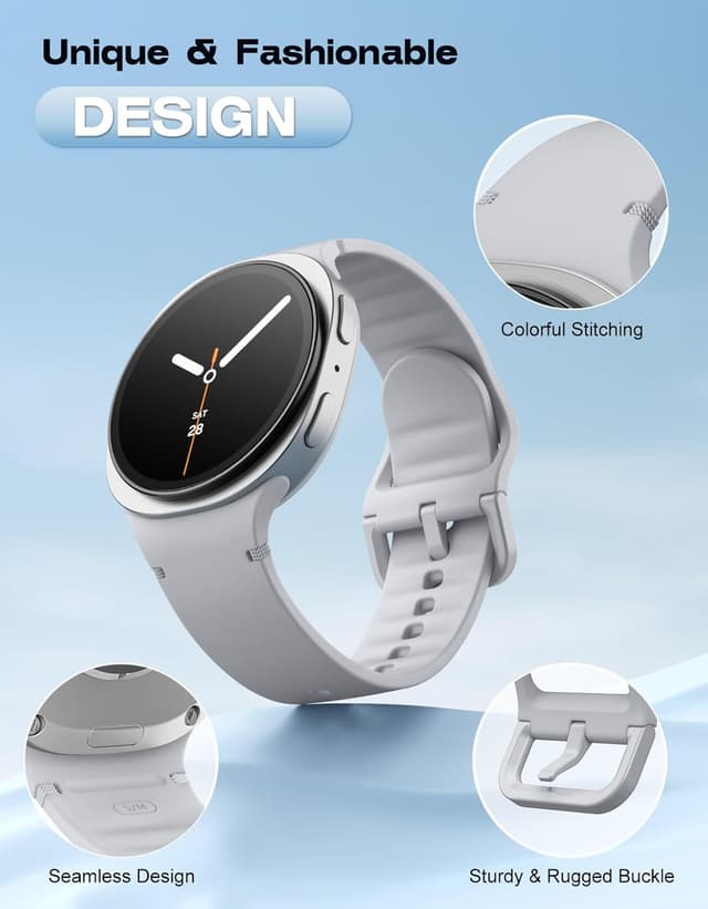 Detalle 2 de Astorgos 6-pack Sport Straps for Samsung Galaxy Watch 8 & Watch 8 Classic (no-gap silicone, 40mm/44mm/46mm compatible)