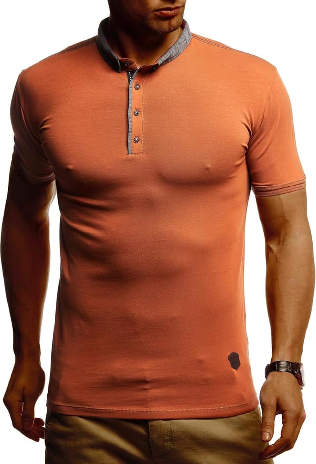 Detalle de Leif Nelson LN1310 : t-shirt à col polo homme en coton basique, manches courtes