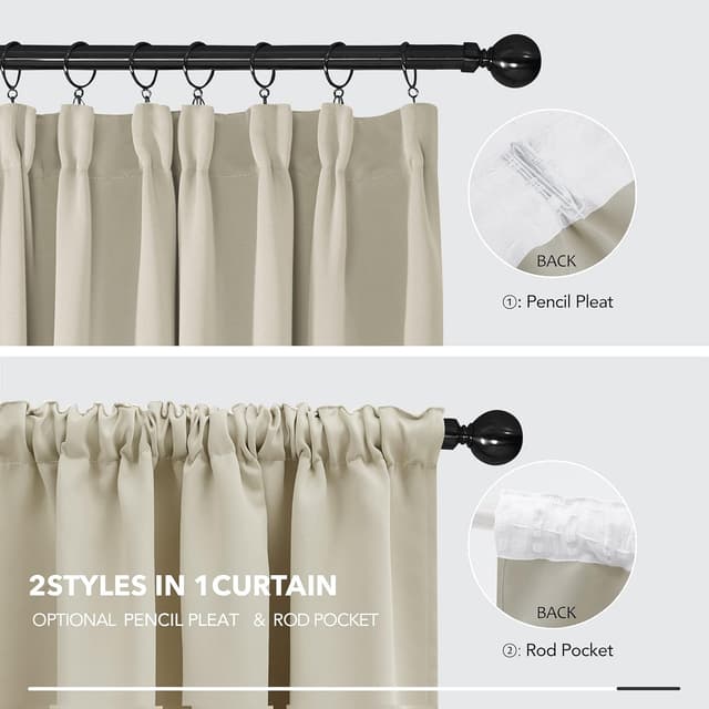 Thumbnail 3 de Deconovo Super Soft Curtains 46x54 Light Beige