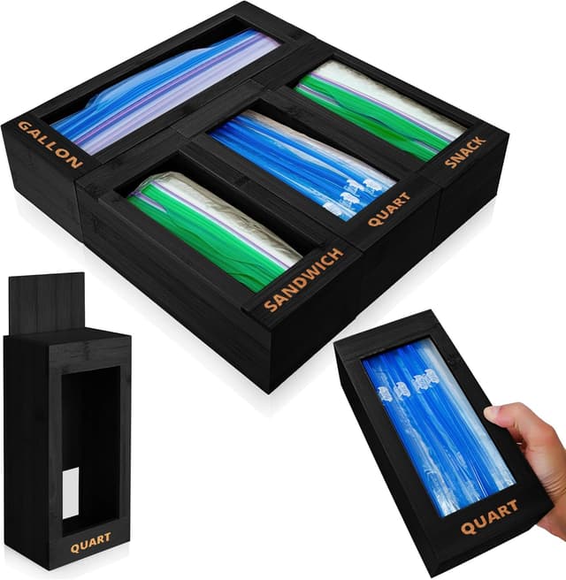 Thumbnail 6 de mHomeAid Bag Storage Organizer Bamboo dispenser for zipper bags