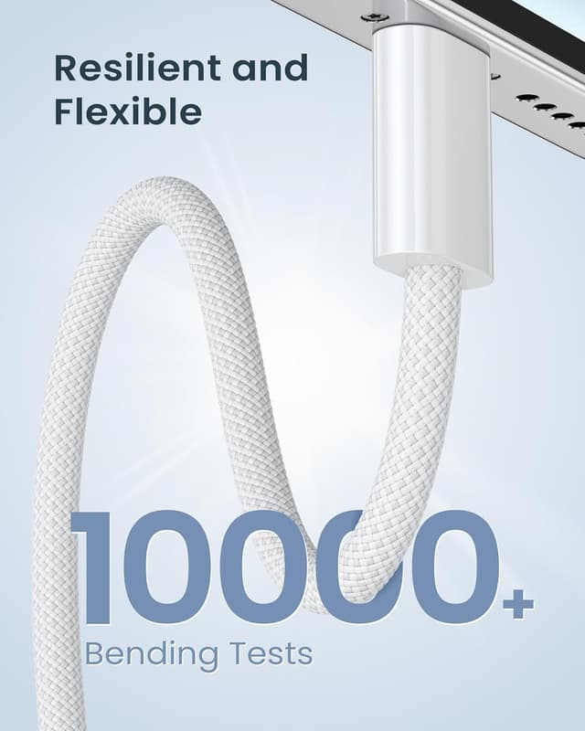 Detalle de Ningkpow Apple MFi Certified iPhone Lightning Charger Cable (2-Pack, 1m) – Nylon Braided Fast Charge Lead