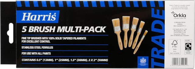 Detalle de Harris Trade Paint Brush Multi-Pack (5 brushes) for detailed work and smoother finishes