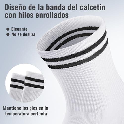 Detalle de Smart Sir pack de 4 calcetines deportivos de algodón (hombre y mujer), blancos para tenis y uso diario