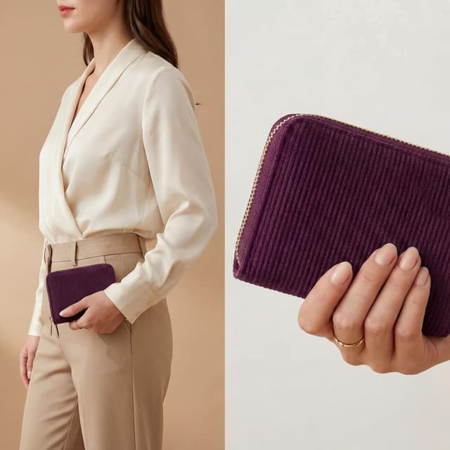 Detalle de Milly Milk MillyMilk® Kord Geldbeutel Fondo (Berry) – Mini-Portemonnaie aus Cord für Karten, Münzen & Scheine