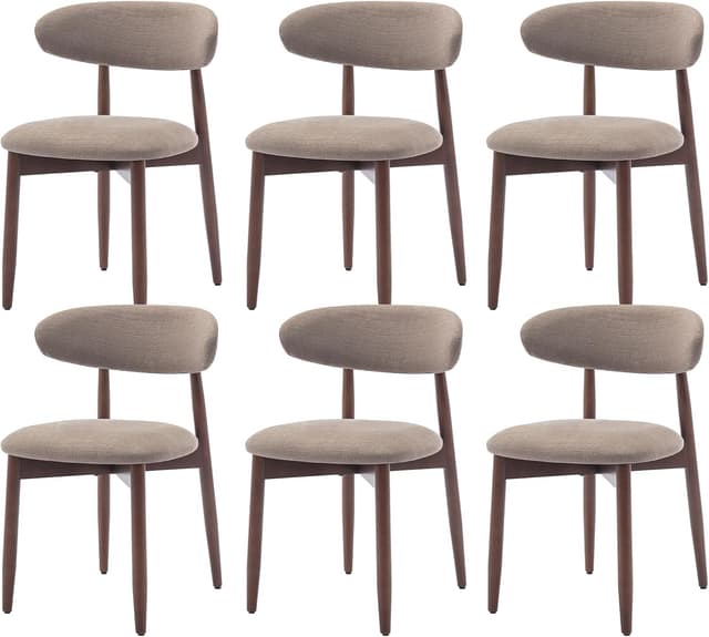 COLAMY Esszimmerstühle 6er Set mit Polster und Rückenlehne in Kamel – moderne Küchen- und Dining Chairs