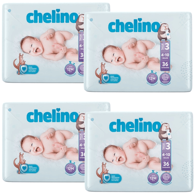 Imagen de Chelino Pañales Talla 3 (4-10 Kg) 144 uds en OfertitasTOP