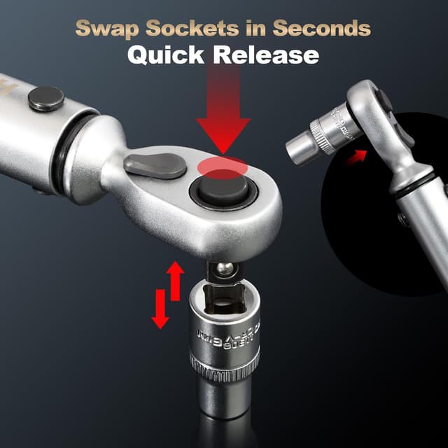 Detalle de Hairich Drehmomentschlüssel Fahrrad 1/4 Zoll 3–25 Nm mit 72-Zahn-Umschaltknarre (±3%)