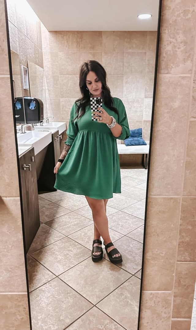 Detalle 2 de Dokotoo Women’s Casual Babydoll Tunic Dress with Empire Waist & Lantern Sleeves