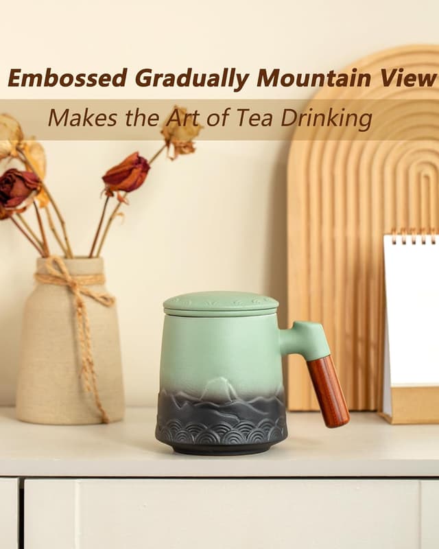 Detalle de ZENS Tea Mug with Infuser and Lid (16.9 oz) for Loose Leaf Tea