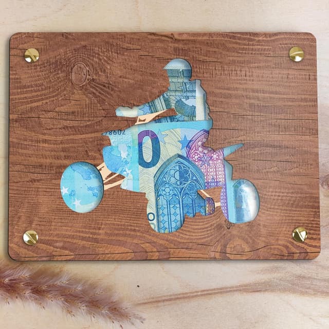 Thumbnail 4 de XL Quad Geldkarte aus Holz 20x15 cm