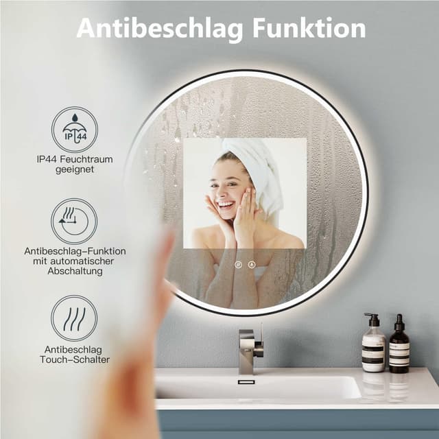 Detalle de HOKO Specchio da bagno rotondo 60 cm con LED modulabile e antiappannamento