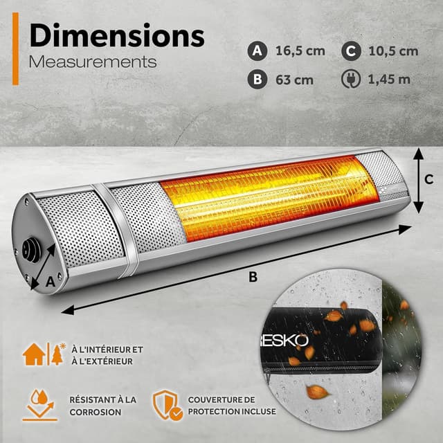 Thumbnail 4 de TRESKO Radiateur infrarouge 2000W pour terrasse