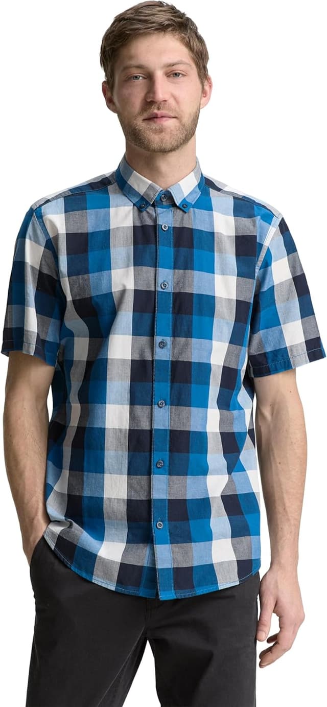 Detalle 2 de TOM TAILOR 1046101 camicia uomo a maniche corte: comoda e con vestibilità ottimale