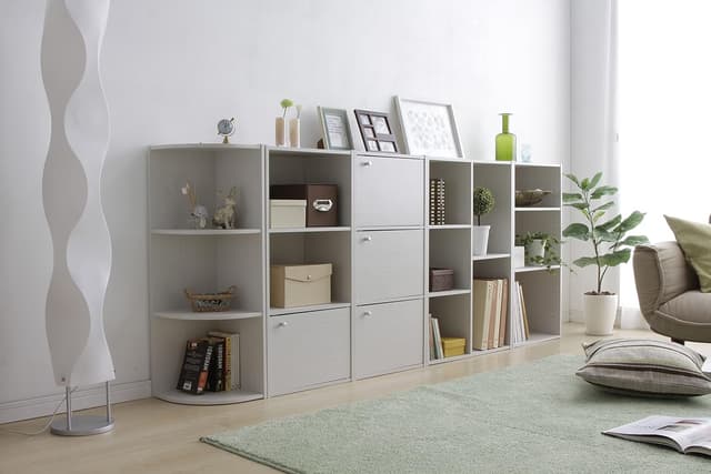 Detalle de Iris Ohyama CX-23C scaffale angolare da parete 60 cm, 5 livelli in legno bianco