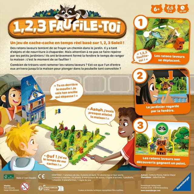 Detalle 2 de Ravensburger 1,2,3 Faufile-toi (22793) – jeu de cache-cache en temps réel pour enfants dès 6 ans