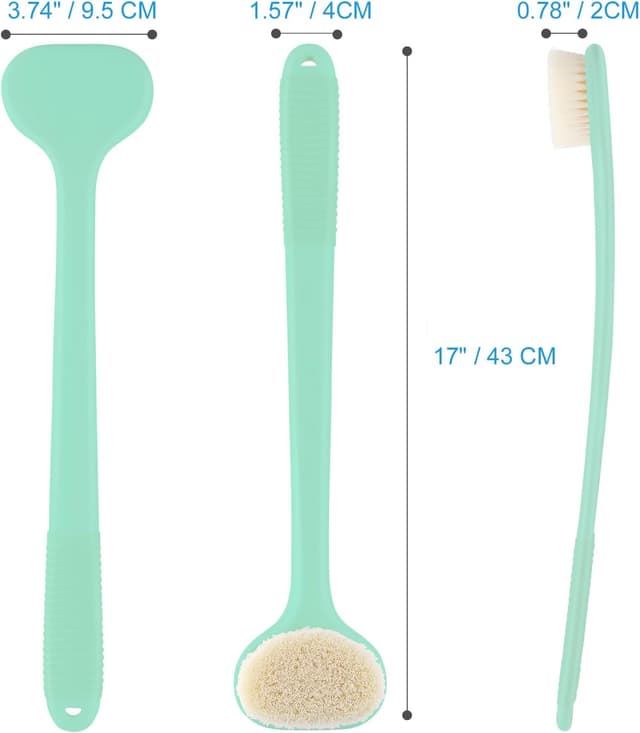 Detalle de VANZAVANZU 17-inch Anti-Slip Back Scrubber for Shower & Bath (Celadon Green)