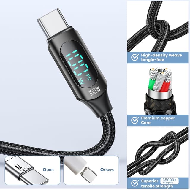 Thumbnail 3 de toocki Cable USB C a USB C 100 W ⚡ Carga Rápida 2M