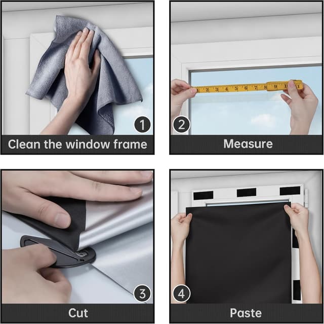 Thumbnail 6 de Bemece Portable 100% Blackout Blind (No Drill) for Windows – 420D Oxford Blackout, Cut-to-Fit, Velcro & Adhesive