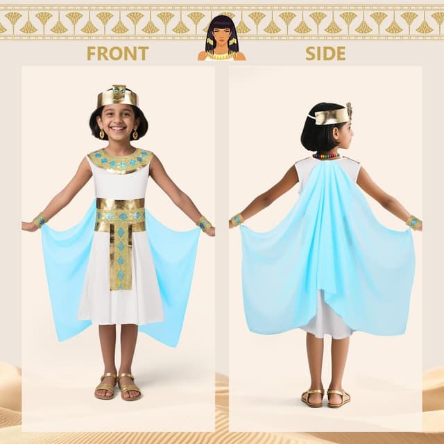Detalle 2 de DiULi Cleopatra Girls' Costume Egyptian Queen Fancy Dress (Kids)